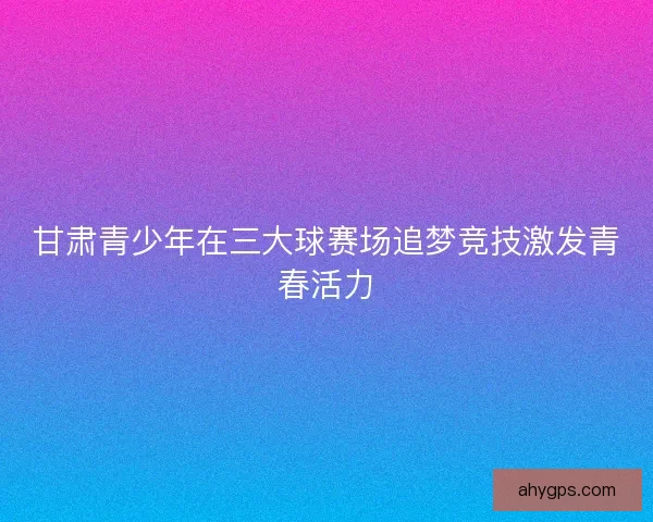甘肃青少年在三大球赛场追梦竞技激发青春活力